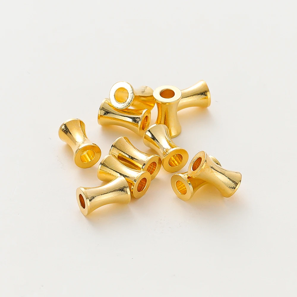 20PCS 5-10mm 14/18K Gold Color Plated Brass Cylindrical Spacer Beads Bracelet Beads High Quality Jewelry Accessorie
