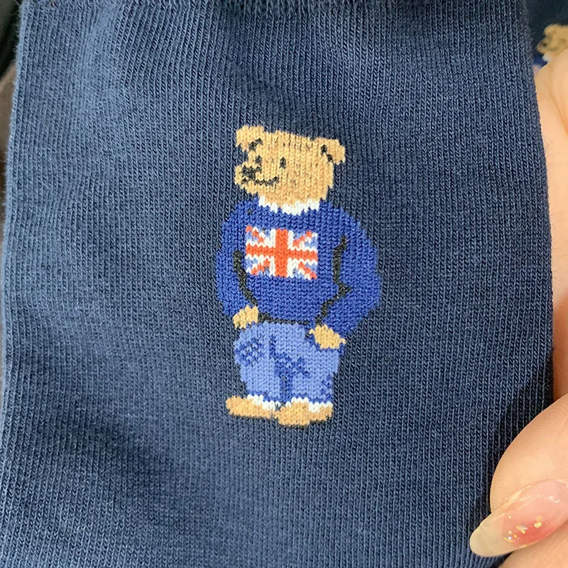 Good Quality Cartoon Gentleman Bear Men's Socks Cotton Harajuku Style Sport Boys Skateboard Novelty Breathable Christmas Gifts