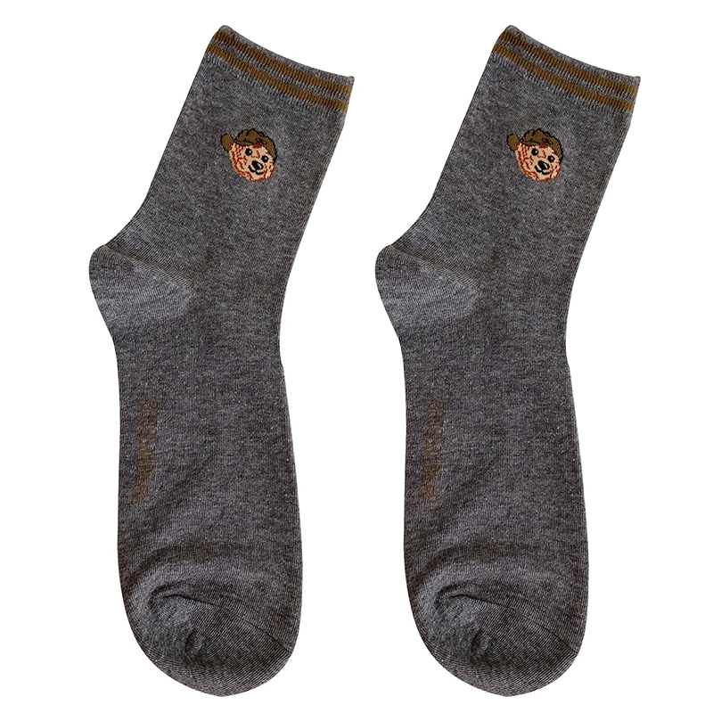 Good Quality Cartoon Gentleman Bear Men's Socks Cotton Harajuku Style Sport Boys Skateboard Novelty Breathable Christmas Gifts