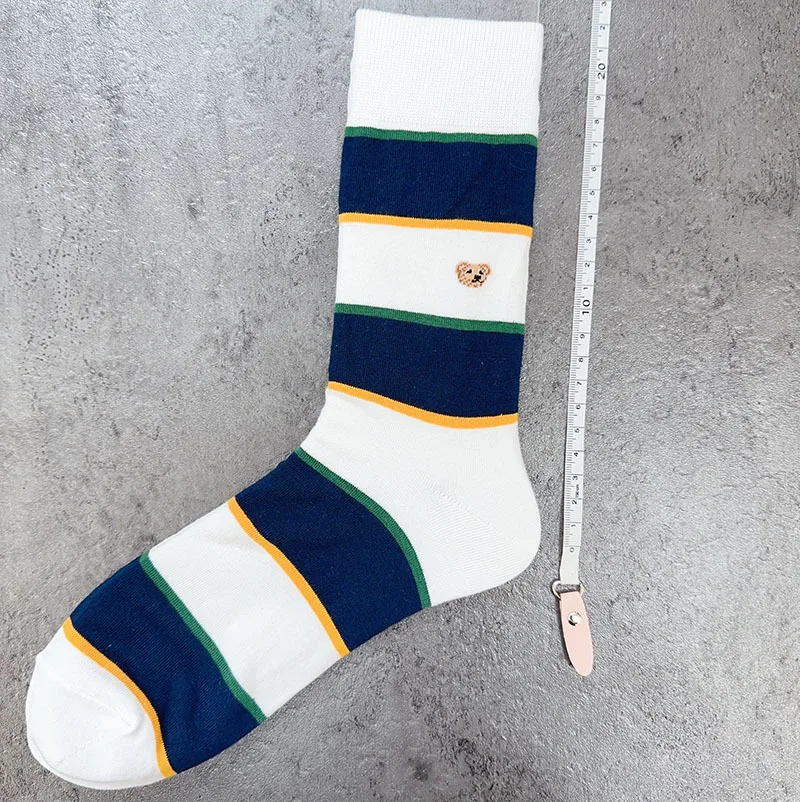 Good Quality Cartoon Gentleman Bear Men's Socks Cotton Harajuku Style Sport Boys Skateboard Novelty Breathable Christmas Gifts