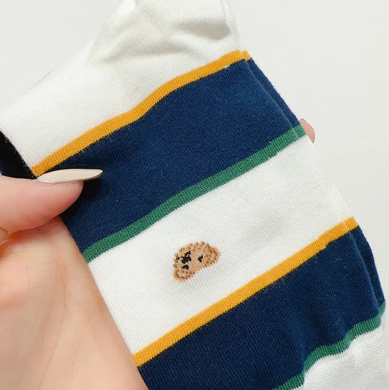 Good Quality Cartoon Gentleman Bear Men's Socks Cotton Harajuku Style Sport Boys Skateboard Novelty Breathable Christmas Gifts