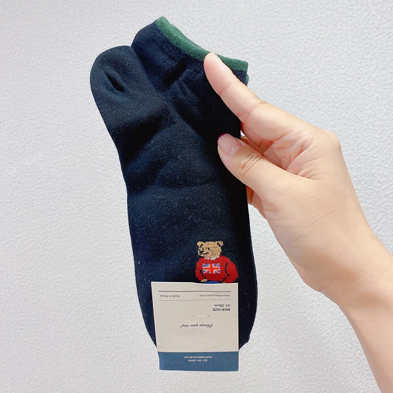 Good Quality Cartoon Gentleman Bear Men's Socks Cotton Harajuku Style Sport Boys Skateboard Novelty Breathable Christmas Gifts