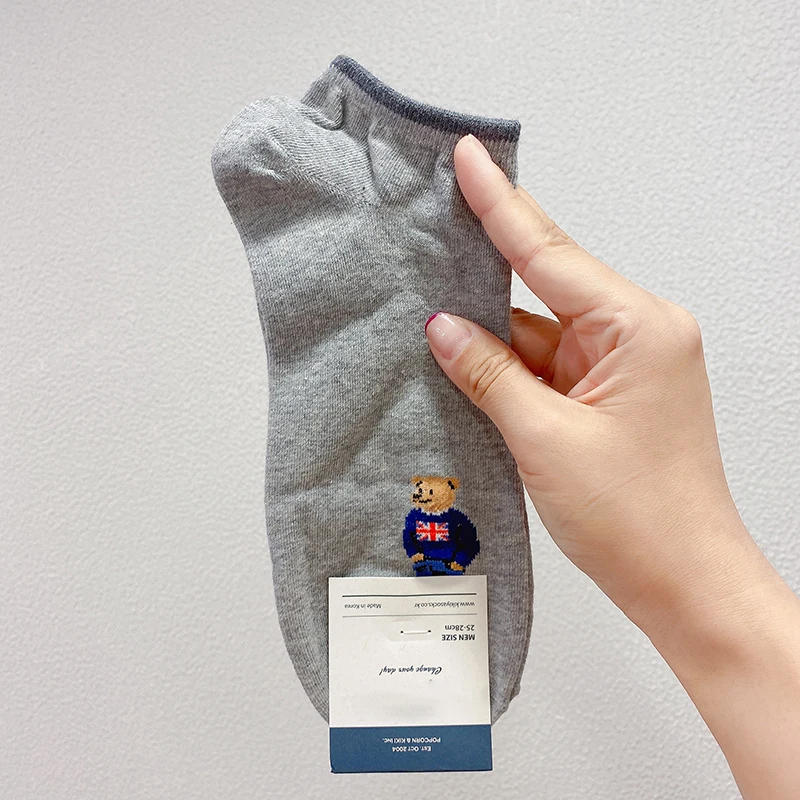 Good Quality Cartoon Gentleman Bear Men's Socks Cotton Harajuku Style Sport Boys Skateboard Novelty Breathable Christmas Gifts