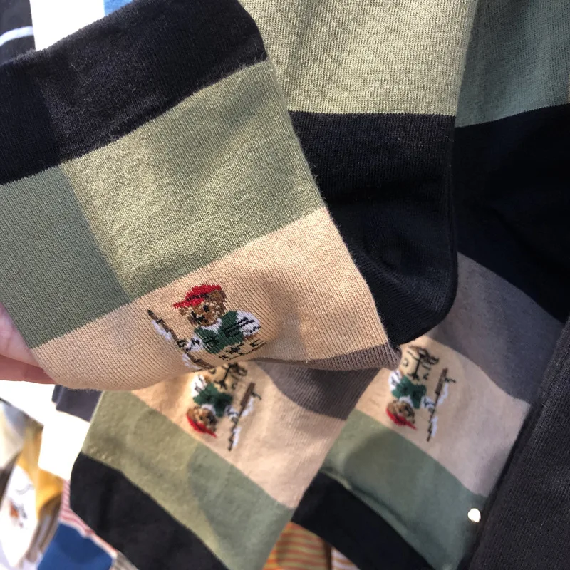 Good Quality Cartoon Gentleman Bear Men's Socks Cotton Harajuku Style Sport Boys Skateboard Novelty Breathable Christmas Gifts