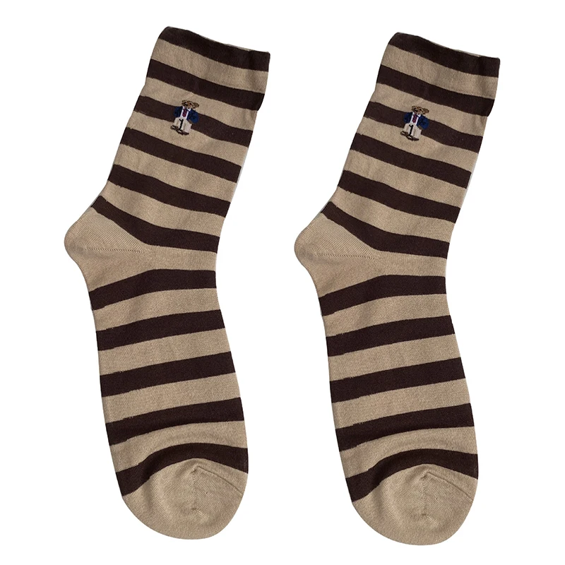 Good Quality Cartoon Gentleman Bear Men's Socks Cotton Harajuku Style Sport Boys Skateboard Novelty Breathable Christmas Gifts