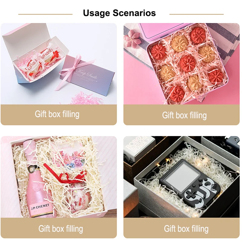 Glitter Metal Foil Bright Laser Rose Pink Gold Decor Confetti Shredded Crinkle Folds Craft Raffia Paper Gift Box Filler Material