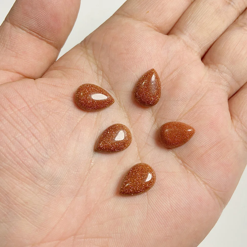 10x14mm Water Drop Shape Natural Stone Cabochons Beads Agate Crystal Opal Chalcedony Cabochons for Needlework DIY Jewelry Making