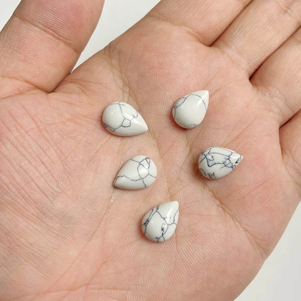 10x14mm Water Drop Shape Natural Stone Cabochons Beads Agate Crystal Opal Chalcedony Cabochons for Needlework DIY Jewelry Making