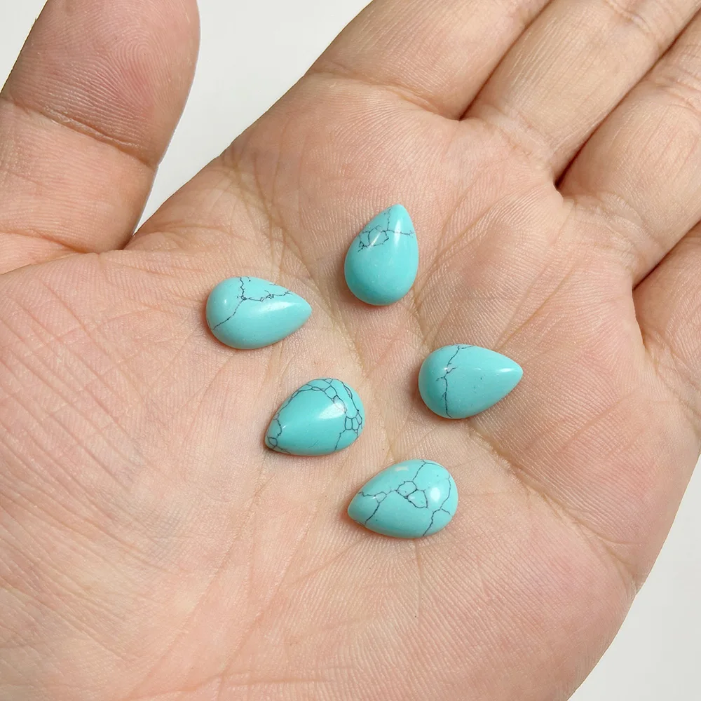 10x14mm Water Drop Shape Natural Stone Cabochons Beads Agate Crystal Opal Chalcedony Cabochons for Needlework DIY Jewelry Making