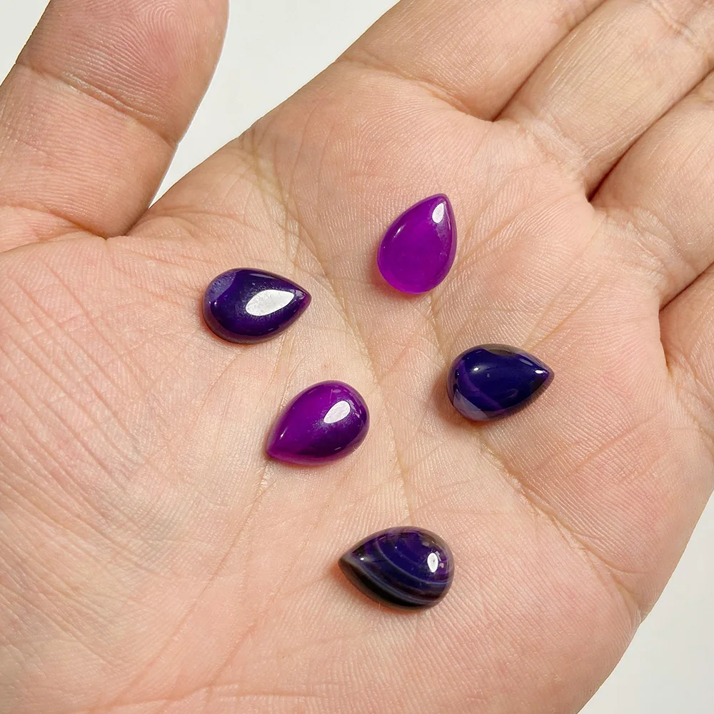 10x14mm Water Drop Shape Natural Stone Cabochons Beads Agate Crystal Opal Chalcedony Cabochons for Needlework DIY Jewelry Making