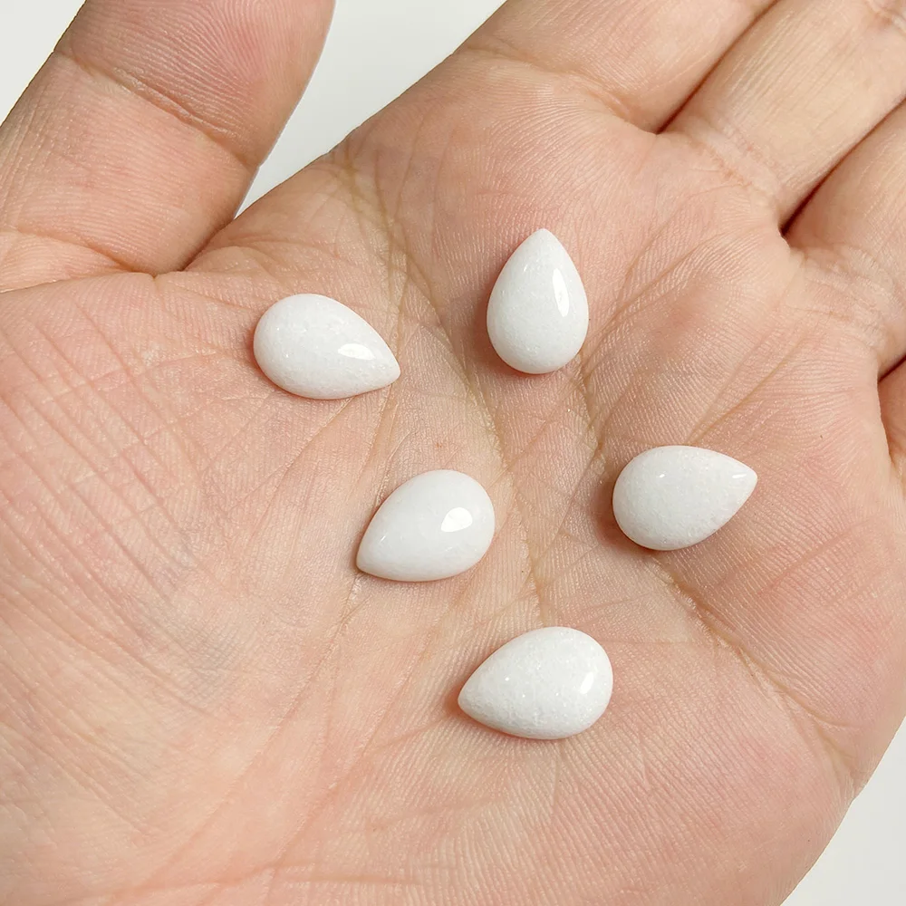 10x14mm Water Drop Shape Natural Stone Cabochons Beads Agate Crystal Opal Chalcedony Cabochons for Needlework DIY Jewelry Making