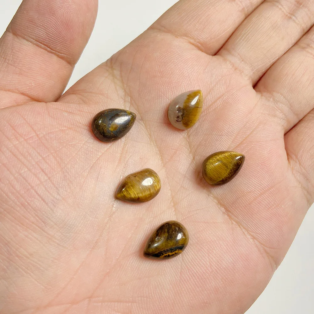 10x14mm Water Drop Shape Natural Stone Cabochons Beads Agate Crystal Opal Chalcedony Cabochons for Needlework DIY Jewelry Making