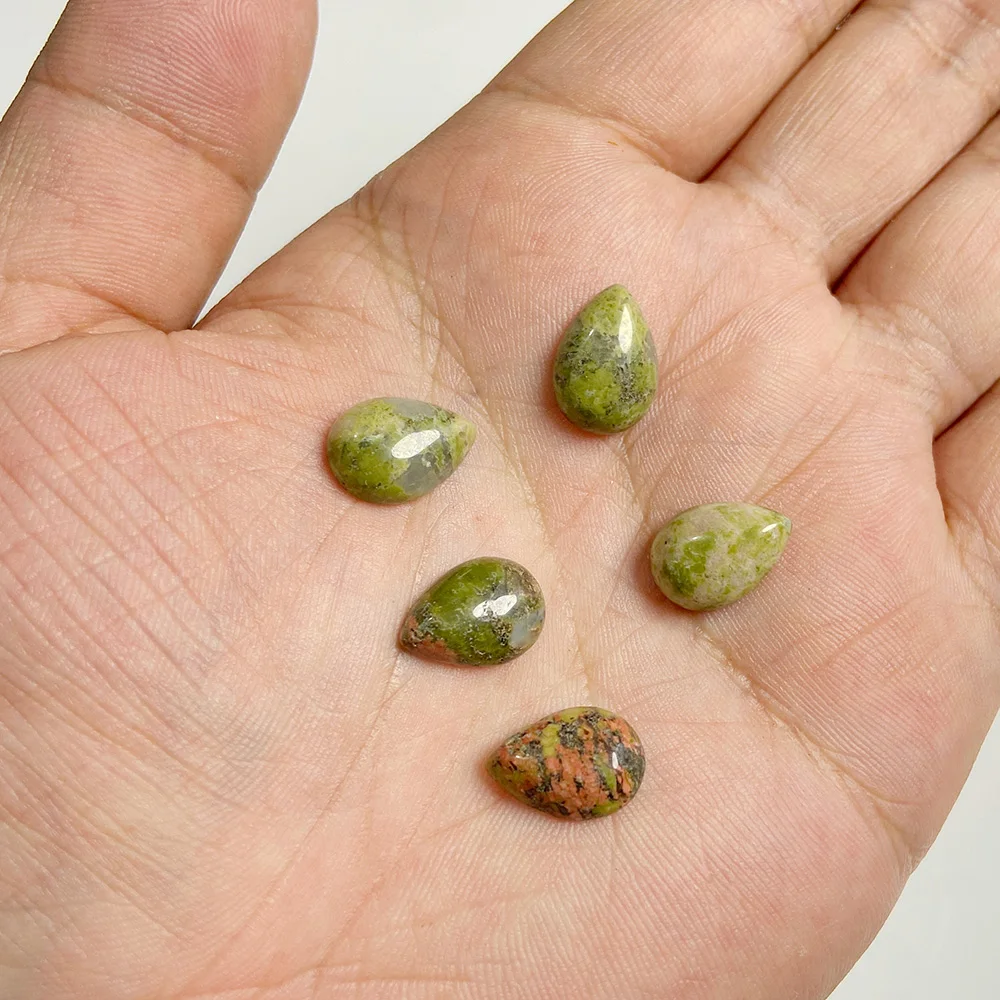 10x14mm Water Drop Shape Natural Stone Cabochons Beads Agate Crystal Opal Chalcedony Cabochons for Needlework DIY Jewelry Making