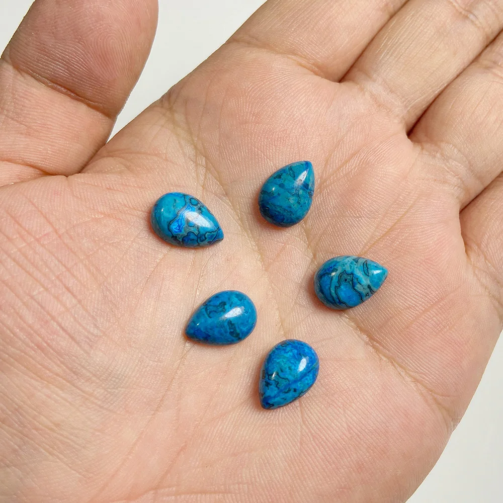 10x14mm Water Drop Shape Natural Stone Cabochons Beads Agate Crystal Opal Chalcedony Cabochons for Needlework DIY Jewelry Making