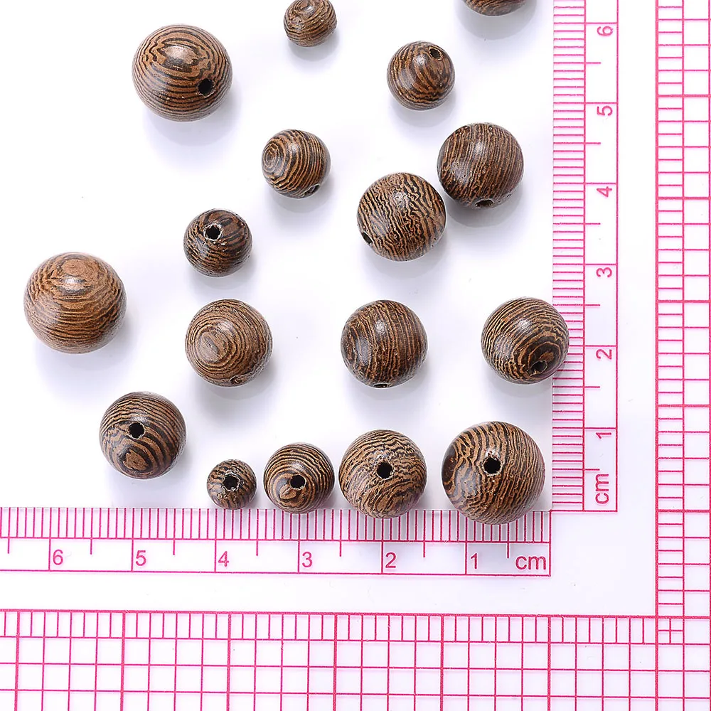 6 8 10 12mm Natural Stripe Spacer Ball Wooden Beads Brown Round Natural Wooden Beads Loose beads For Jewelry Making bracelet