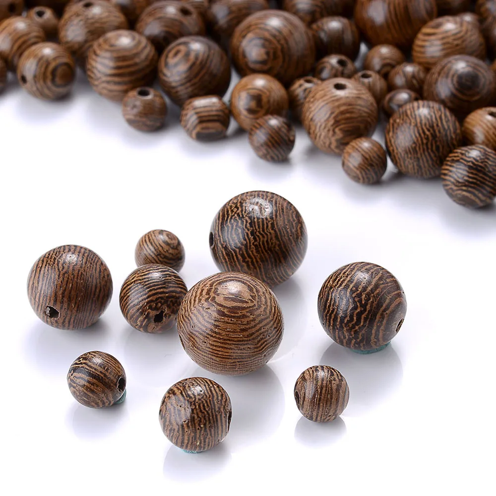 6 8 10 12mm Natural Stripe Spacer Ball Wooden Beads Brown Round Natural Wooden Beads Loose beads For Jewelry Making bracelet