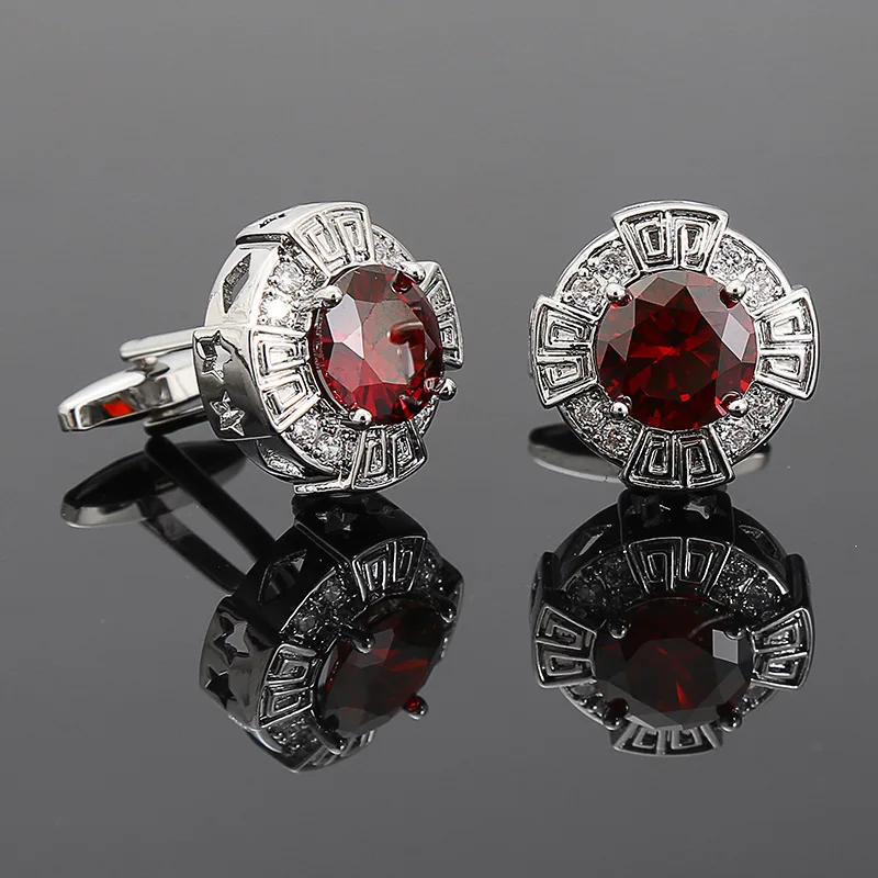 French Style Cufflinks Luxury Zircon Sleeve Studs Mens Shirts Cufflinks Crystal Copper Cuff Buttons Premium British Cuff Links