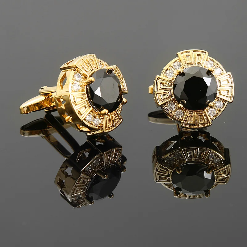 French Style Cufflinks Luxury Zircon Sleeve Studs Mens Shirts Cufflinks Crystal Copper Cuff Buttons Premium British Cuff Links