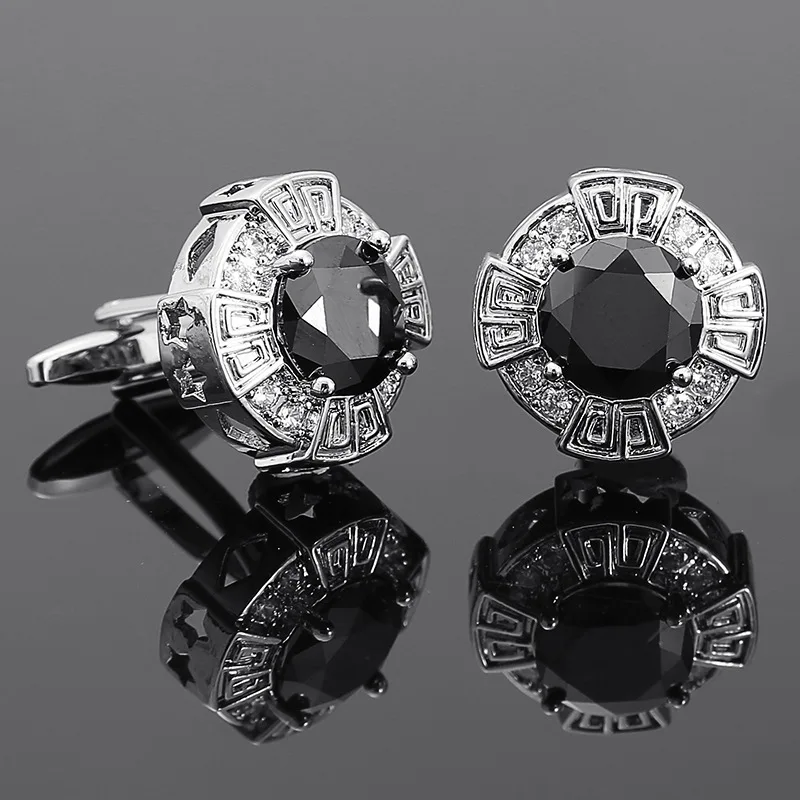French Style Cufflinks Luxury Zircon Sleeve Studs Mens Shirts Cufflinks Crystal Copper Cuff Buttons Premium British Cuff Links
