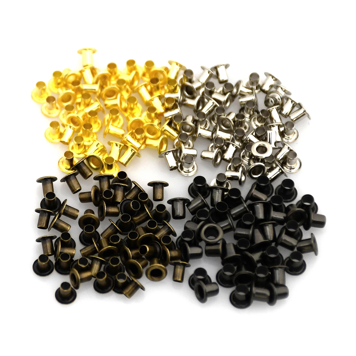 100sets Brass Eyelet No Washer 1.5mm/2mm/2.5mm Leather Craft Repair Grommet Round Eye Ring Shoes Bag Clothing Leather Belt Hat