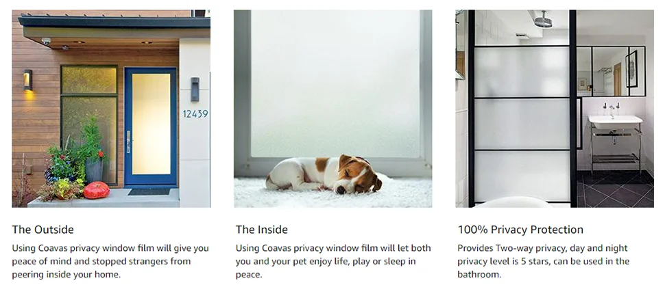 Frosted Glass Window Film Sun Blocking Window Tinting Film for Home Non Adhesive Static Cling Bathroom Door Covering