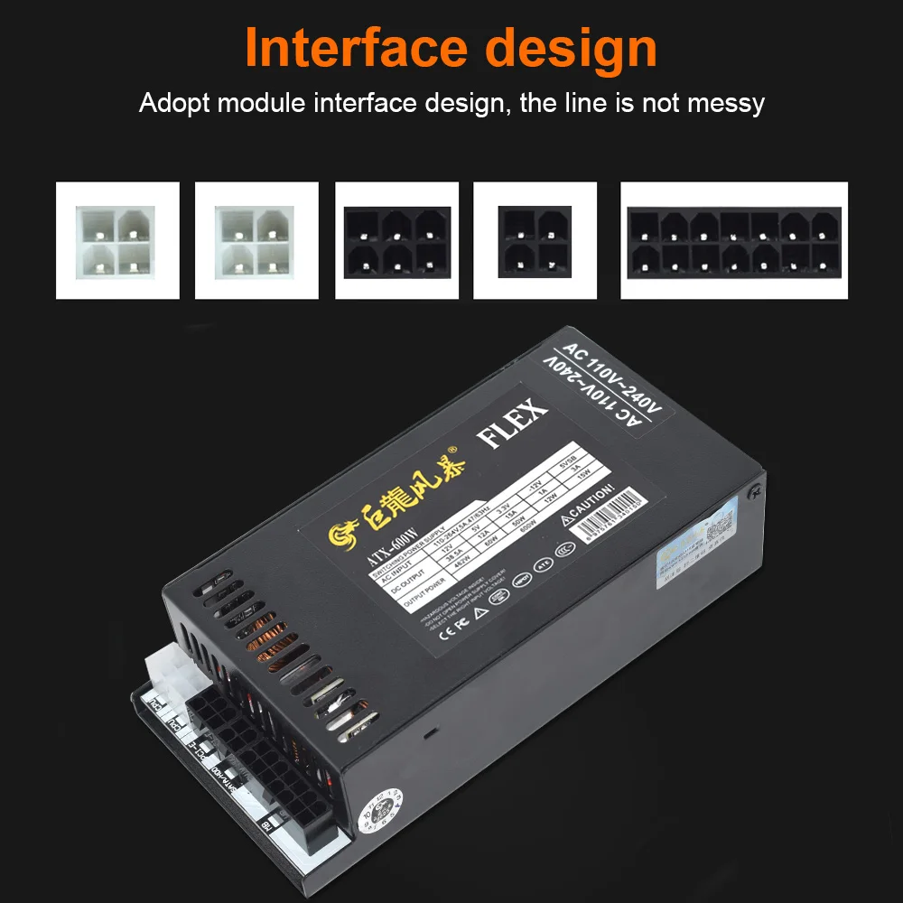 JULONGFENGBAO Full Modular 110-264V ATX 400W 600W For ENP-7660B K39 A4 S3 G5 ITX Case Game Desktop 1U Mini Flex PC Power Supply