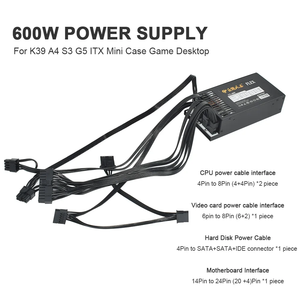 JULONGFENGBAO Full Modular 110-264V ATX 400W 600W For ENP-7660B K39 A4 S3 G5 ITX Case Game Desktop 1U Mini Flex PC Power Supply