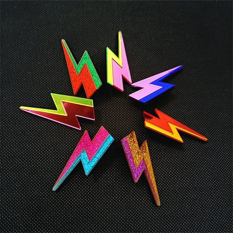 KUGUYS 18 Colors Glitter Mirror Lightning Acrylic Earrings For Women Multicolor Vintage Jewelry Summer Classic Accessories