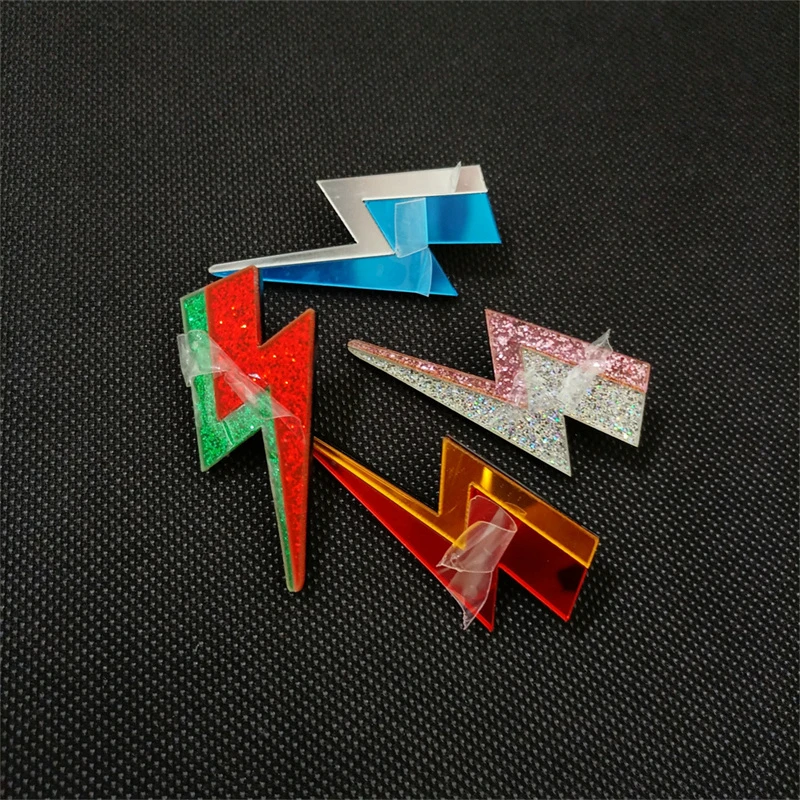 KUGUYS 18 Colors Glitter Mirror Lightning Acrylic Earrings For Women Multicolor Vintage Jewelry Summer Classic Accessories