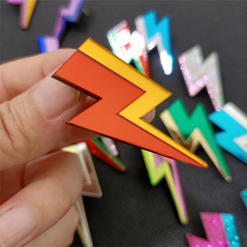 KUGUYS 18 Colors Glitter Mirror Lightning Acrylic Earrings For Women Multicolor Vintage Jewelry Summer Classic Accessories