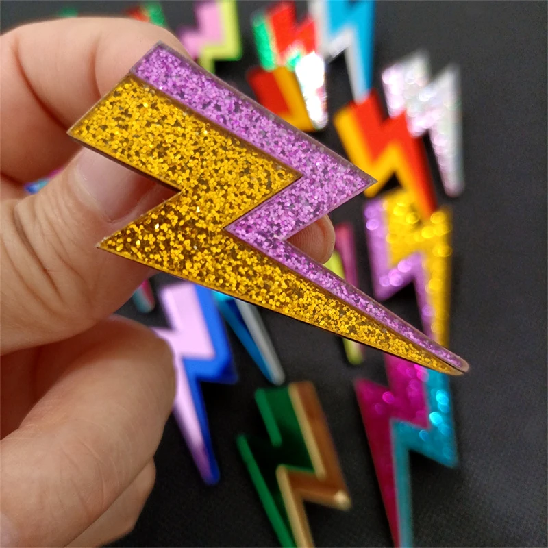 KUGUYS 18 Colors Glitter Mirror Lightning Acrylic Earrings For Women Multicolor Vintage Jewelry Summer Classic Accessories