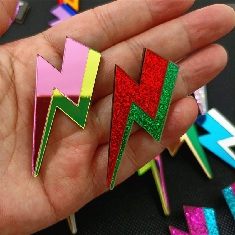 KUGUYS 18 Colors Glitter Mirror Lightning Acrylic Earrings For Women Multicolor Vintage Jewelry Summer Classic Accessories