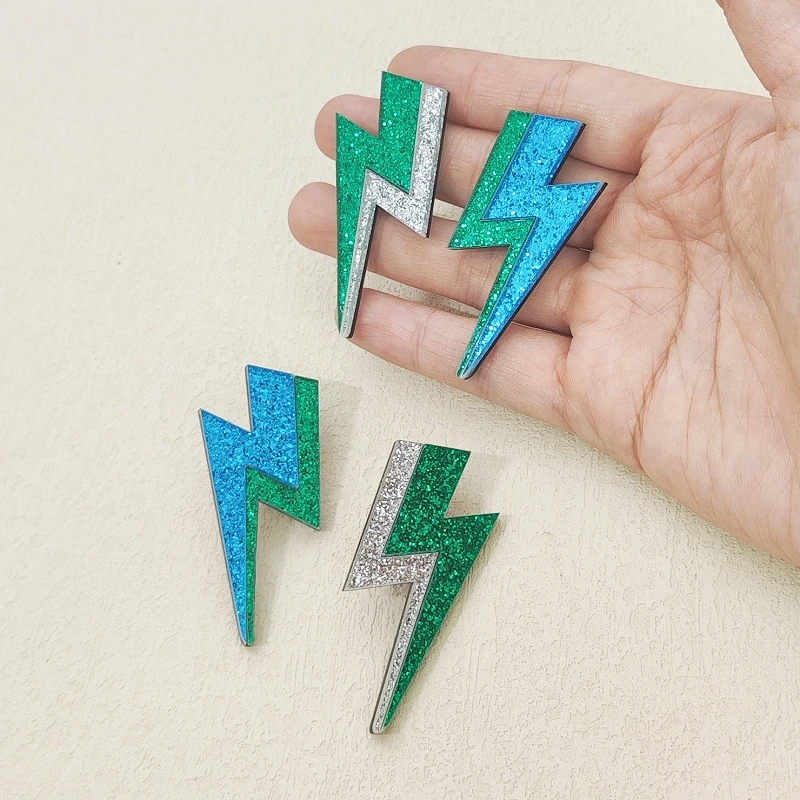 KUGUYS 18 Colors Glitter Mirror Lightning Acrylic Earrings For Women Multicolor Vintage Jewelry Summer Classic Accessories
