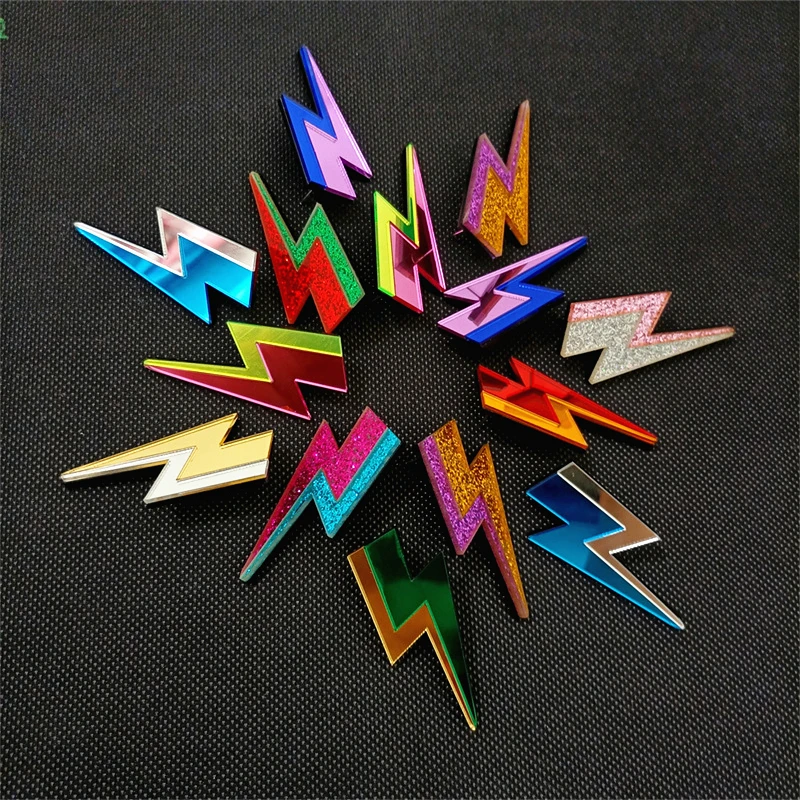 KUGUYS 18 Colors Glitter Mirror Lightning Acrylic Earrings For Women Multicolor Vintage Jewelry Summer Classic Accessories