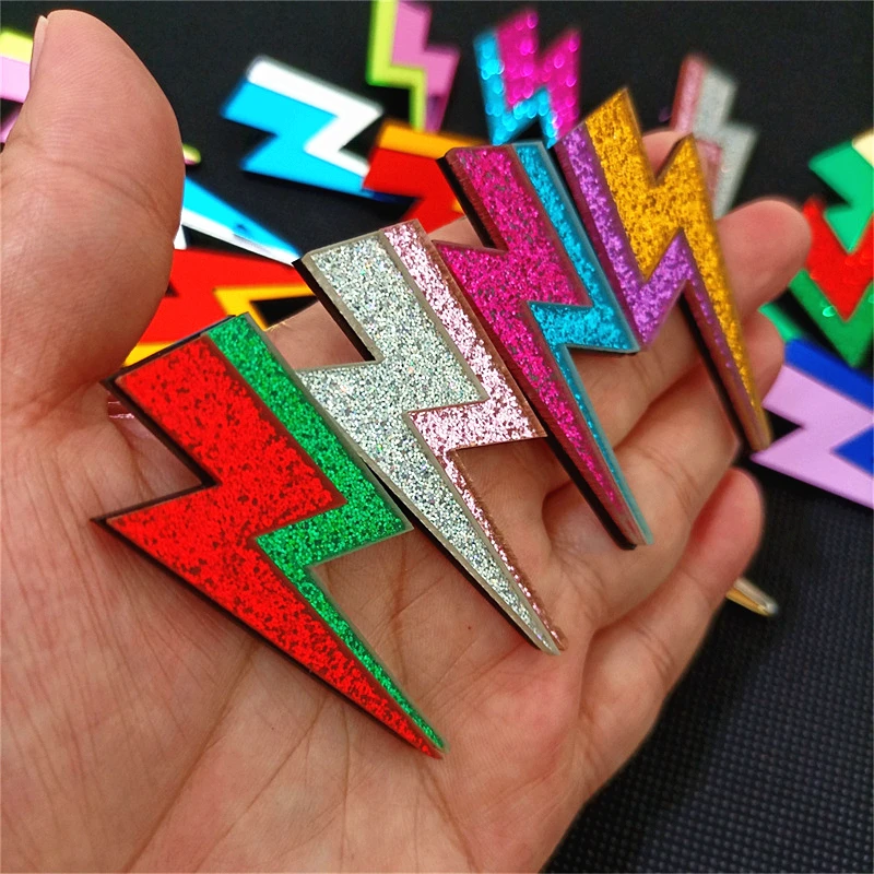 KUGUYS 18 Colors Glitter Mirror Lightning Acrylic Earrings For Women Multicolor Vintage Jewelry Summer Classic Accessories