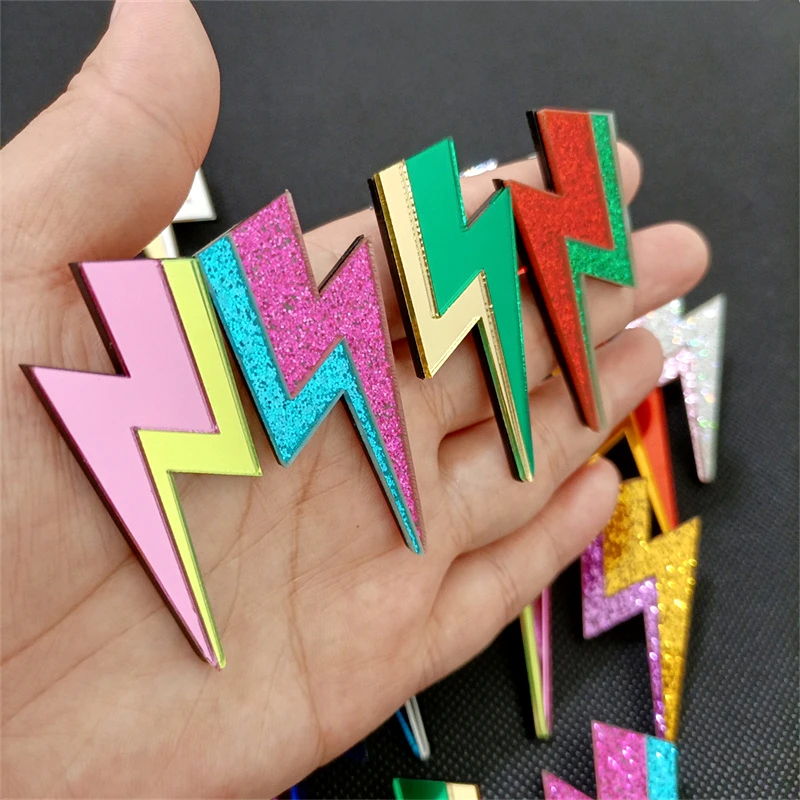 KUGUYS 18 Colors Glitter Mirror Lightning Acrylic Earrings For Women Multicolor Vintage Jewelry Summer Classic Accessories