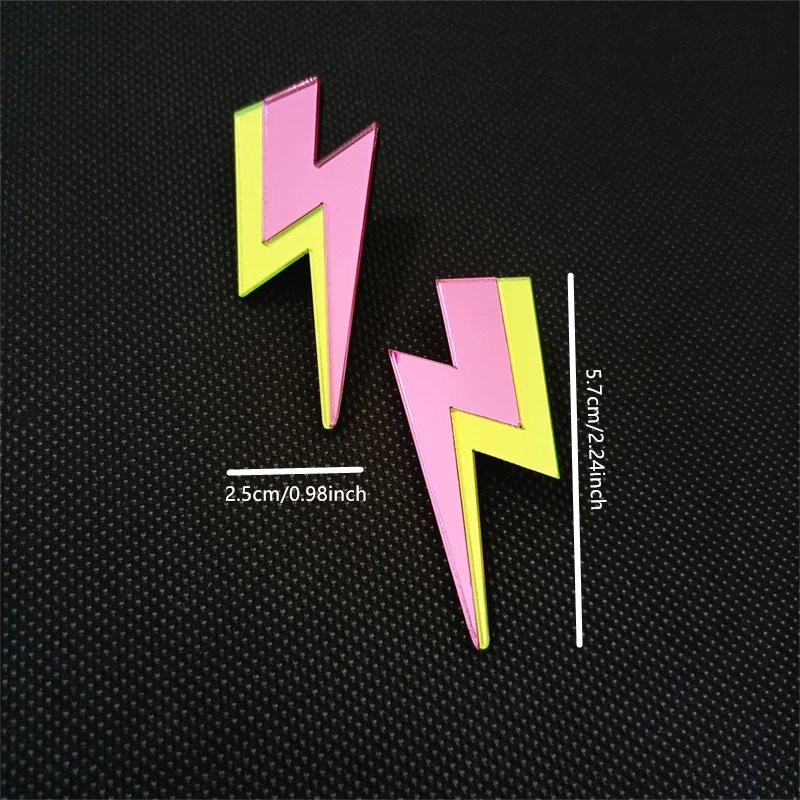KUGUYS 18 Colors Glitter Mirror Lightning Acrylic Earrings For Women Multicolor Vintage Jewelry Summer Classic Accessories