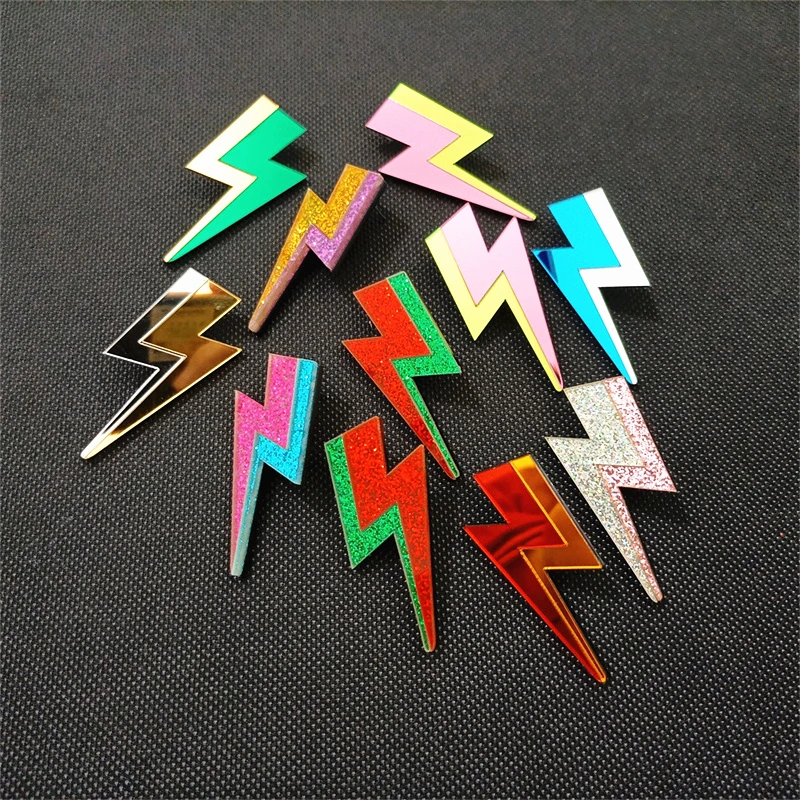 KUGUYS 18 Colors Glitter Mirror Lightning Acrylic Earrings For Women Multicolor Vintage Jewelry Summer Classic Accessories