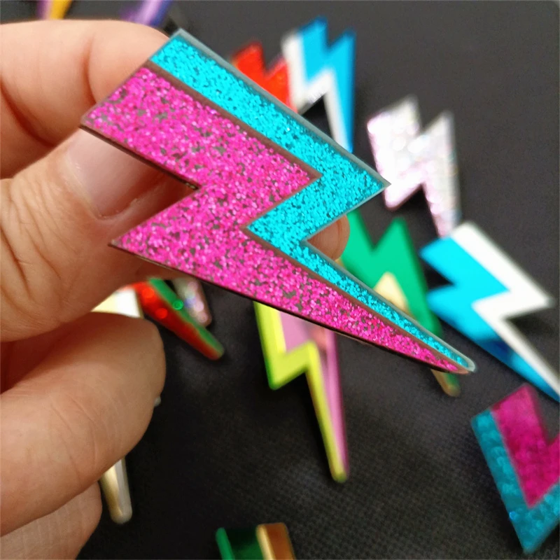KUGUYS 18 Colors Glitter Mirror Lightning Acrylic Earrings For Women Multicolor Vintage Jewelry Summer Classic Accessories
