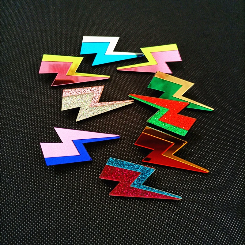 KUGUYS 18 Colors Glitter Mirror Lightning Acrylic Earrings For Women Multicolor Vintage Jewelry Summer Classic Accessories