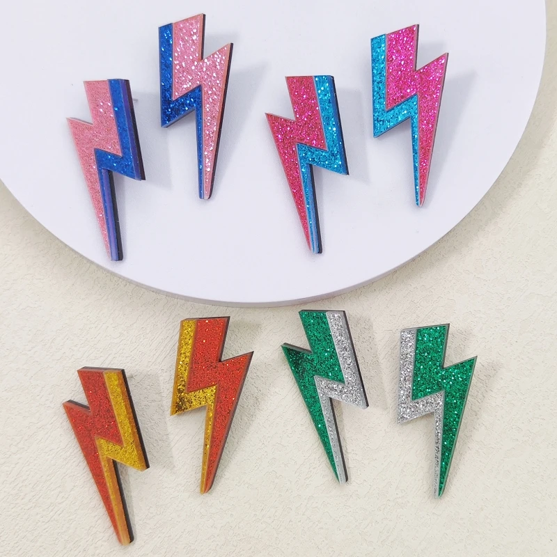 KUGUYS 18 Colors Glitter Mirror Lightning Acrylic Earrings For Women Multicolor Vintage Jewelry Summer Classic Accessories