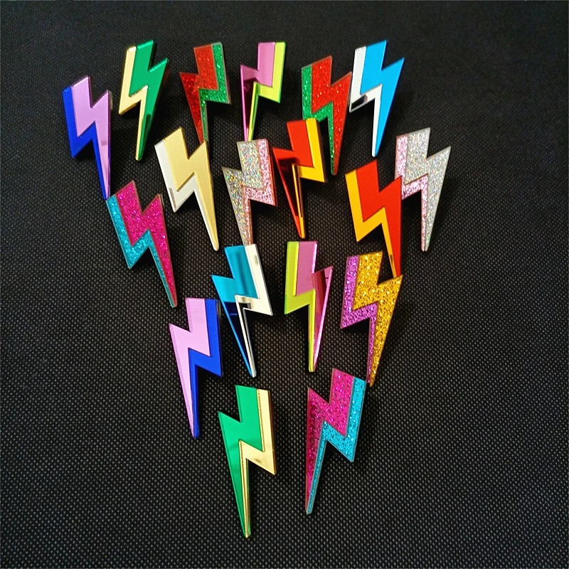 KUGUYS 18 Colors Glitter Mirror Lightning Acrylic Earrings For Women Multicolor Vintage Jewelry Summer Classic Accessories
