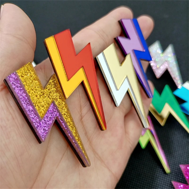 KUGUYS 18 Colors Glitter Mirror Lightning Acrylic Earrings For Women Multicolor Vintage Jewelry Summer Classic Accessories