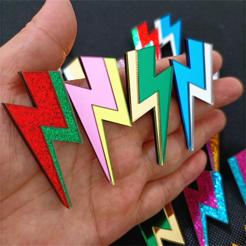 KUGUYS 18 Colors Glitter Mirror Lightning Acrylic Earrings For Women Multicolor Vintage Jewelry Summer Classic Accessories
