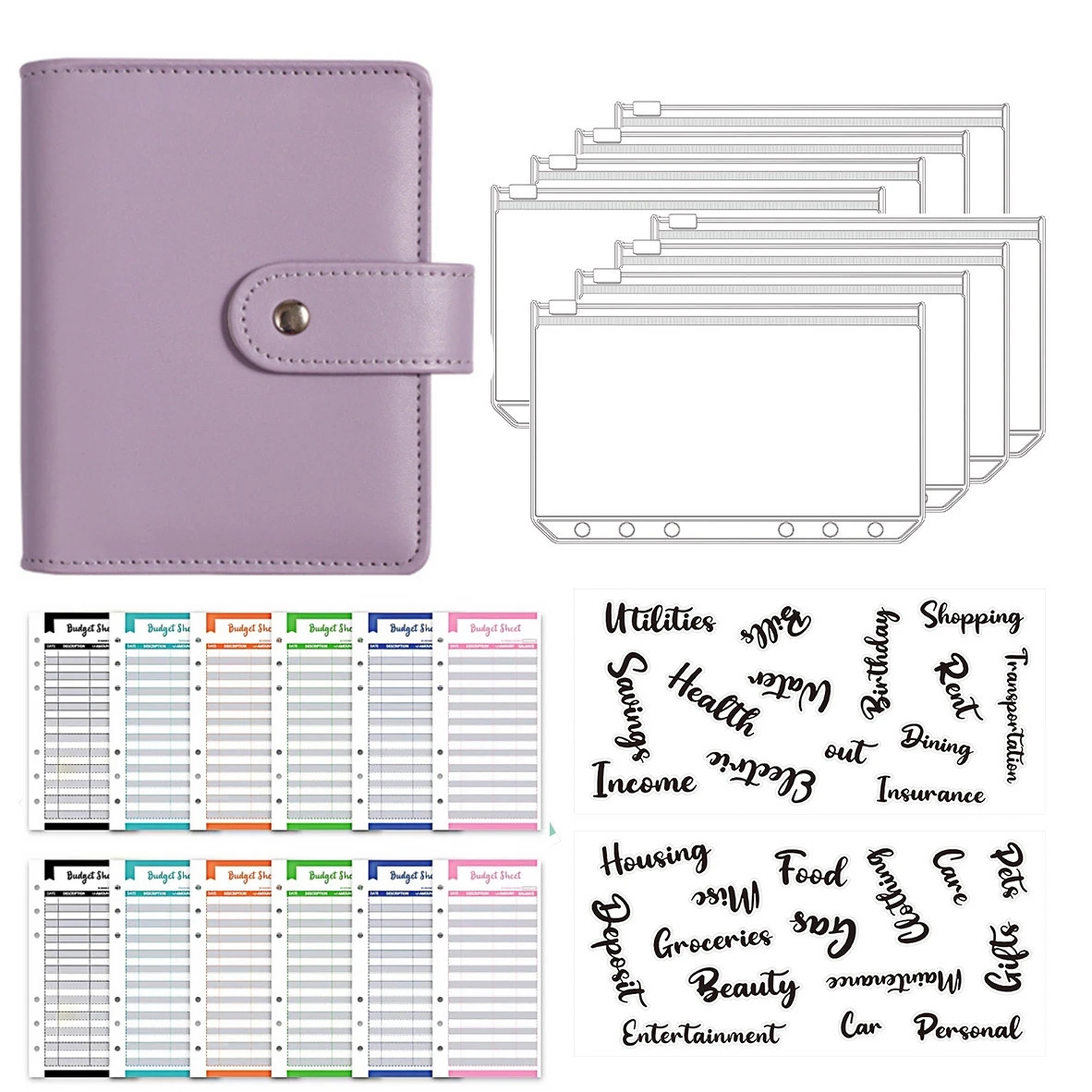 Budget Planner 2026 Cash Envelope Savings Money 6 Holes Binder for Financial Management A7 Loose-leaf Notebook Binder Housing
