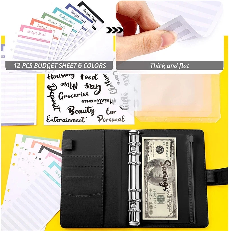 Budget Planner 2026 Cash Envelope Savings Money 6 Holes Binder for Financial Management A7 Loose-leaf Notebook Binder Housing