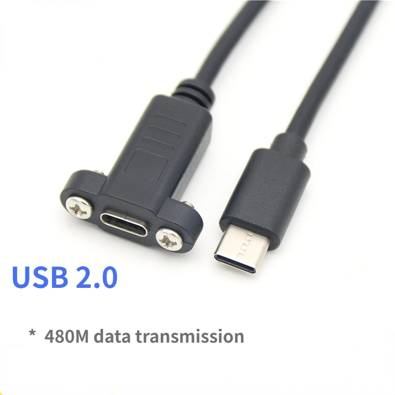 USB C Female to USB-C Male Extending Wire Extender Data Cord USB 3.1 Type C Extension Cable with Panel Mount Screw,