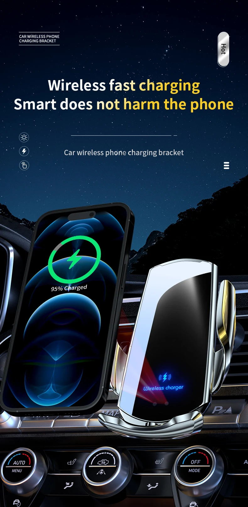Car Phone Holder For Mercedes Benz S Class W221 2008 2009 2010-2012 Mobile Phone Mounts Car Wireless Charging Special Fixed Base