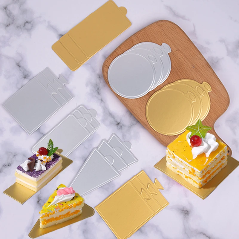 Meibum Dessert Board Base Golden Paper Plates Silver Mousse Mat 100pcs/Set Cake Cardboard Pastries Display Tray Decorative Tools