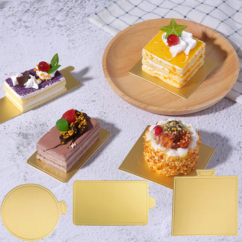 Meibum Dessert Board Base Golden Paper Plates Silver Mousse Mat 100pcs/Set Cake Cardboard Pastries Display Tray Decorative Tools